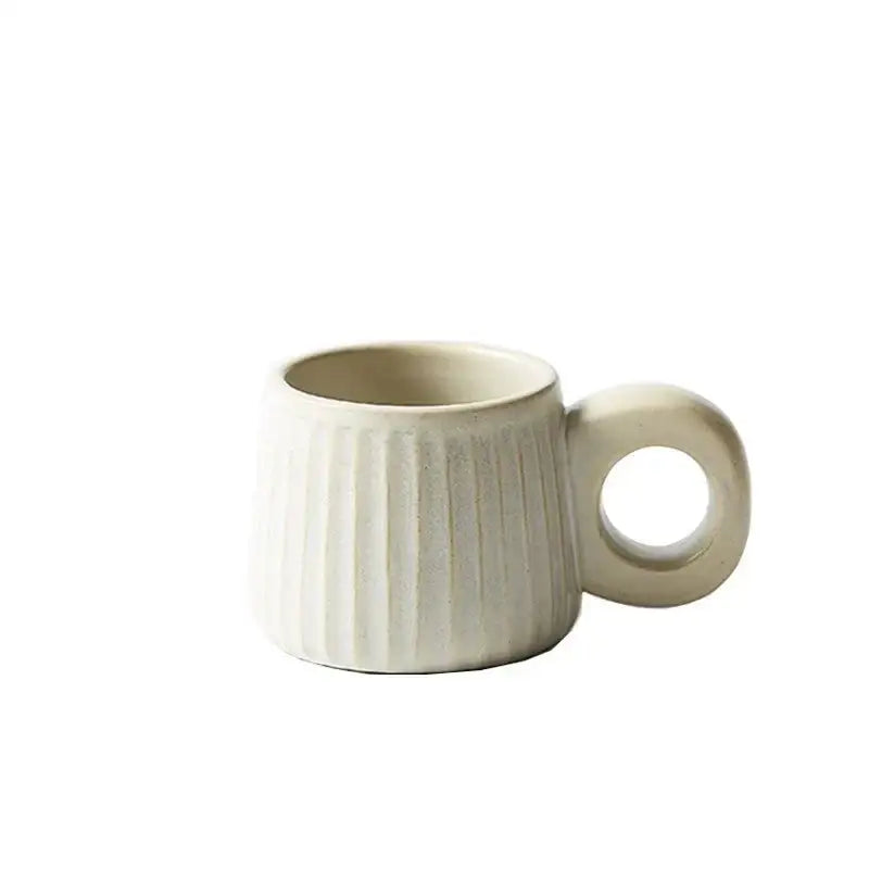 Brown Ridged Ceramic Mug