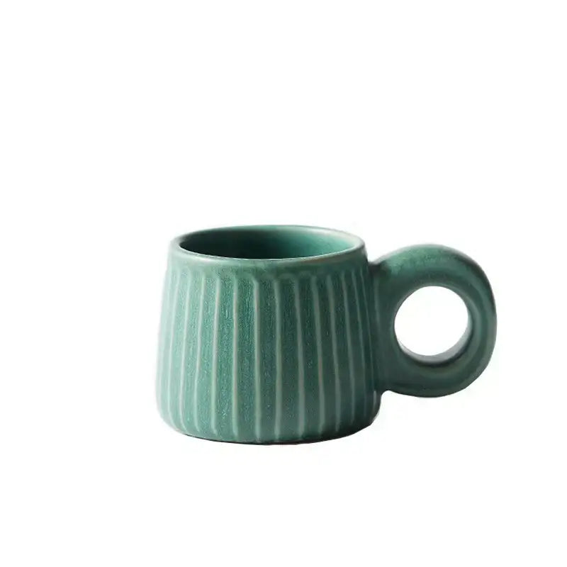 Brown Ridged Ceramic Mug