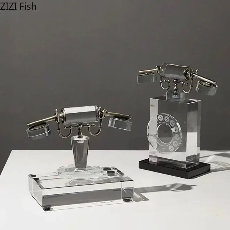 Clear Crystal Telephone Sculpture