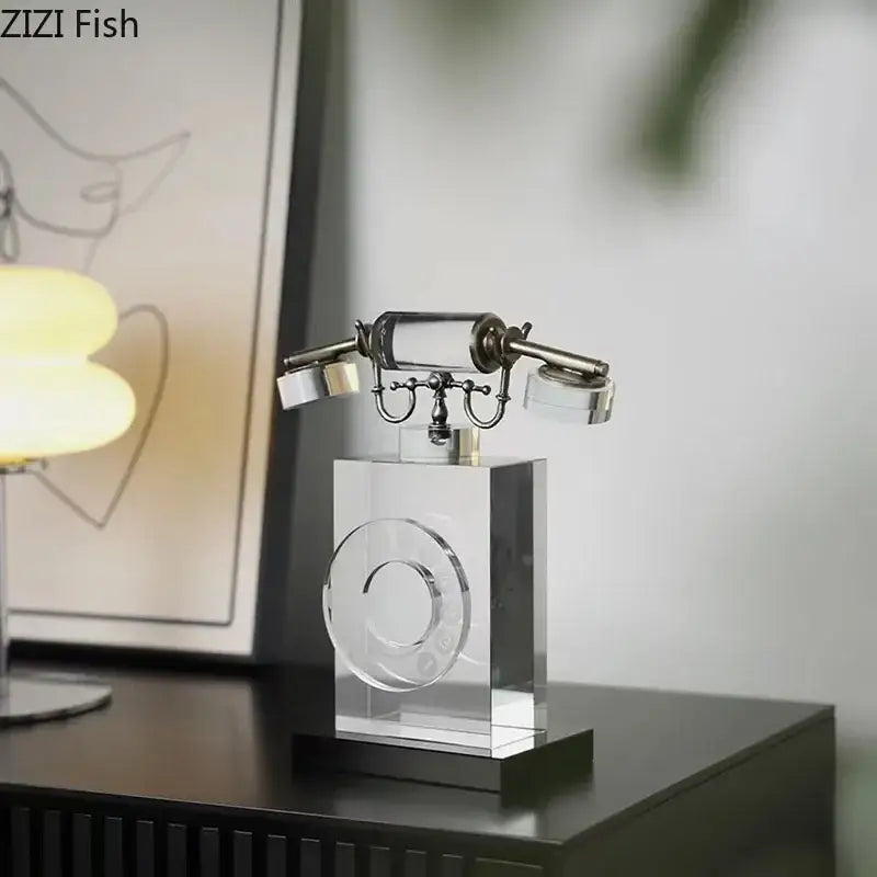 Clear Crystal Telephone Sculpture