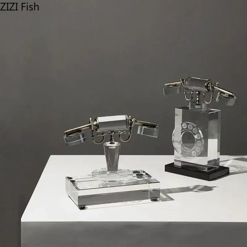 Clear Crystal Telephone Sculpture