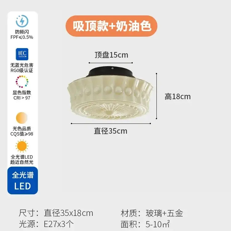 Cream Glass LED Ceiling Light