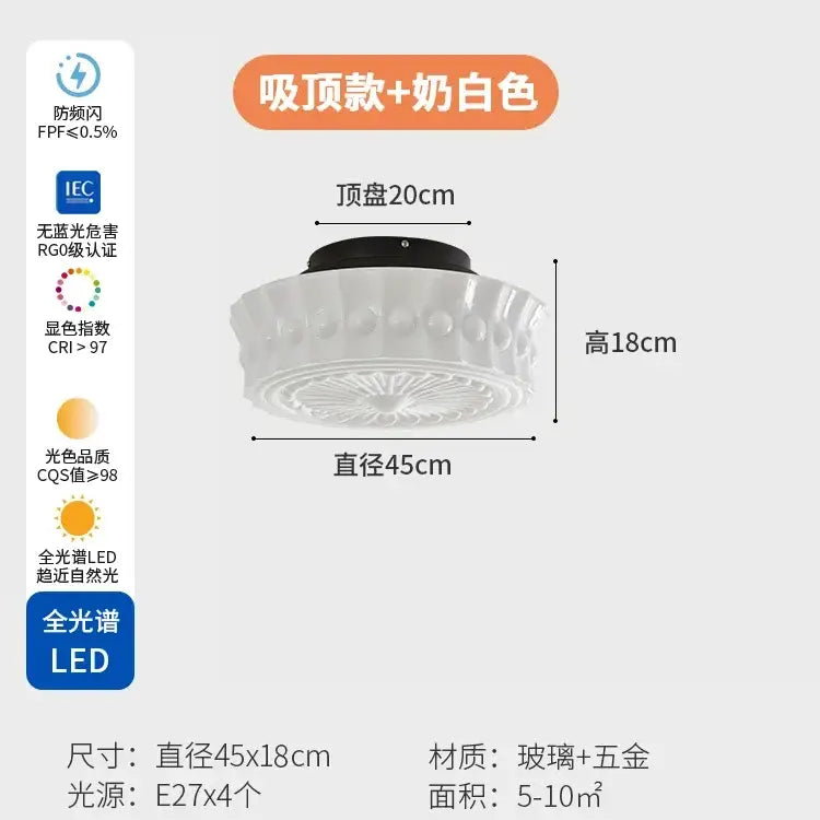 Cream Glass LED Ceiling Light