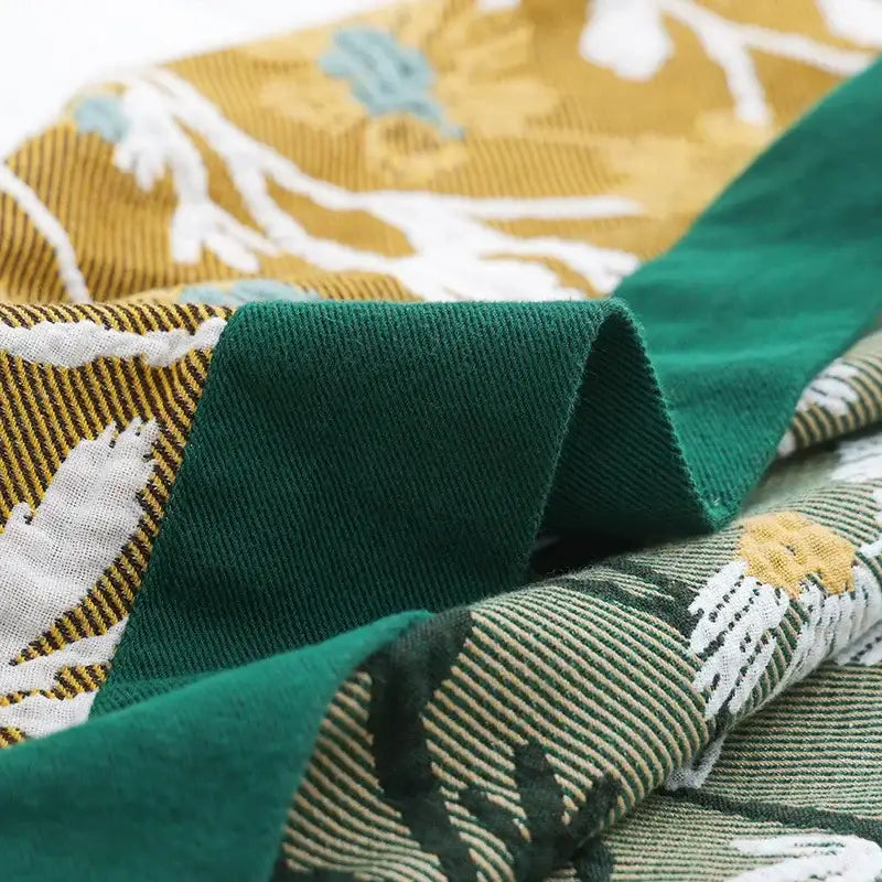 Olive Teal Cotton Throw Blanket