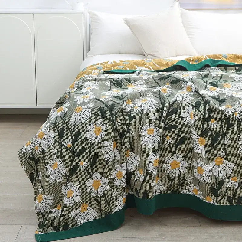 Olive Teal Cotton Throw Blanket