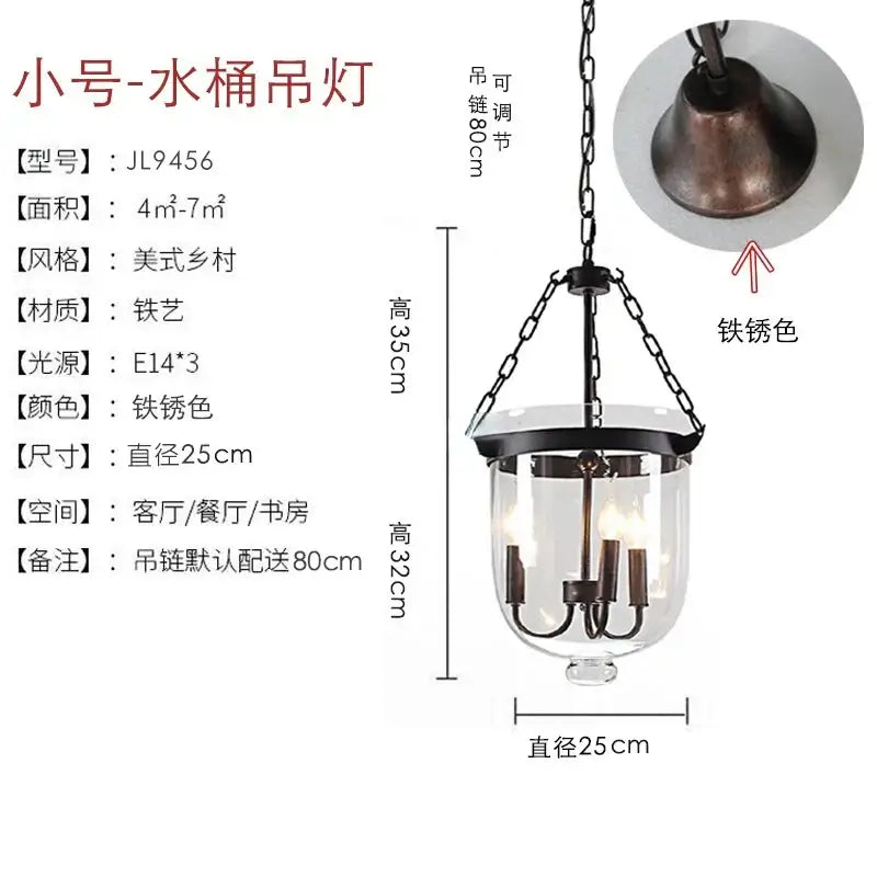 Bronze Glass Bucket Pendant