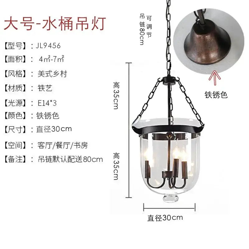 Bronze Glass Bucket Pendant