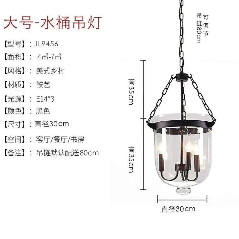 Bronze Glass Bucket Pendant