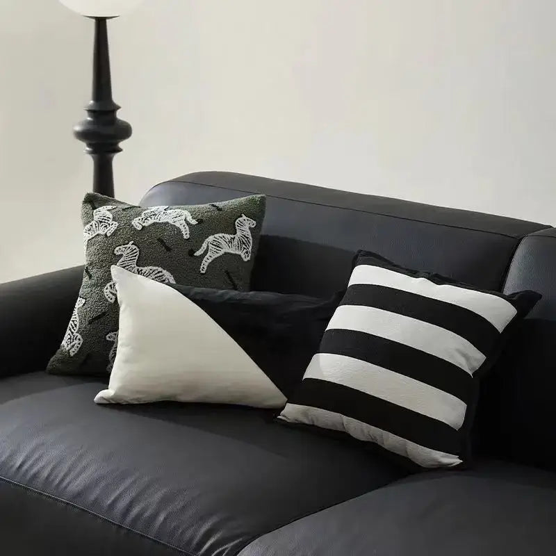 Green Zebra Jacquard Pillow Cover