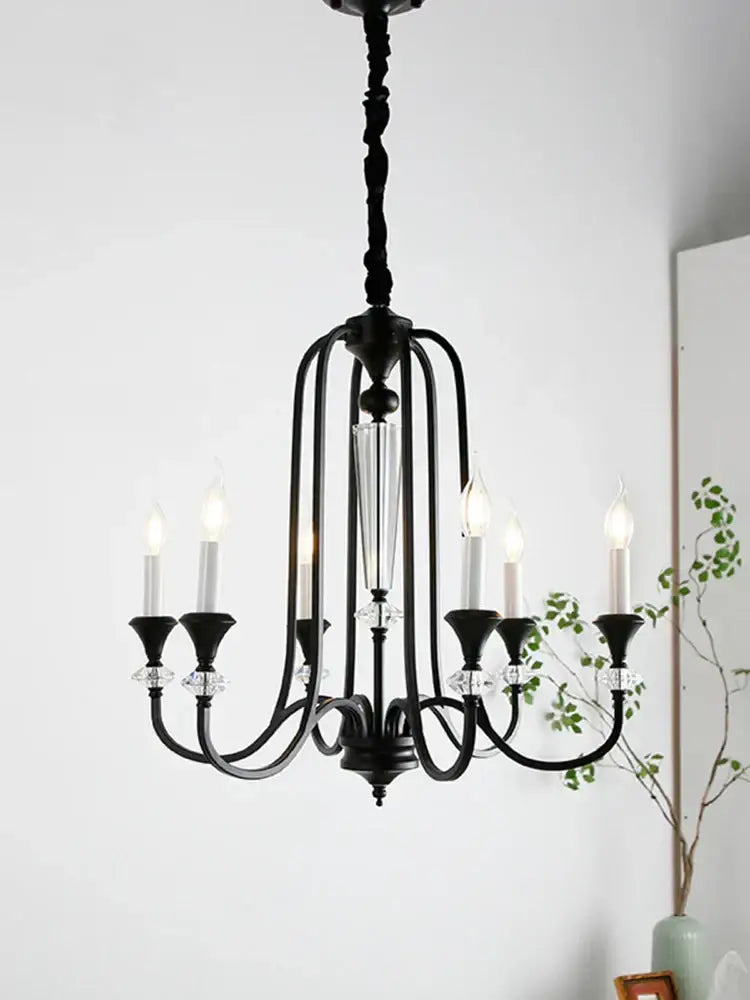Black Iron Candle Chandelier 10-Head French Style