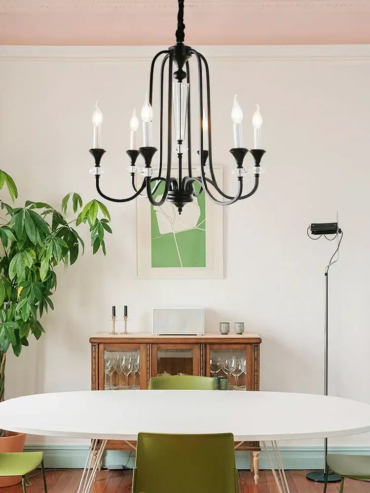 Black Iron Candle Chandelier 10-Head French Style