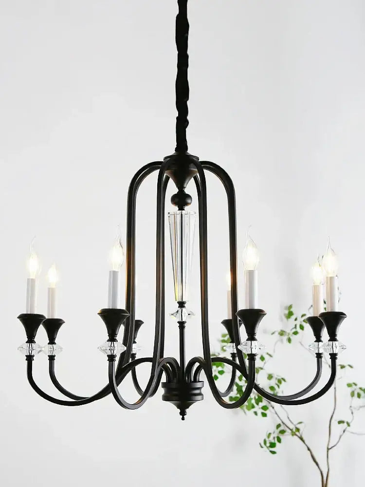 Black Iron Candle Chandelier 10-Head French Style