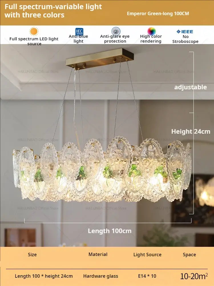 Floral Glass Gold Chandelier