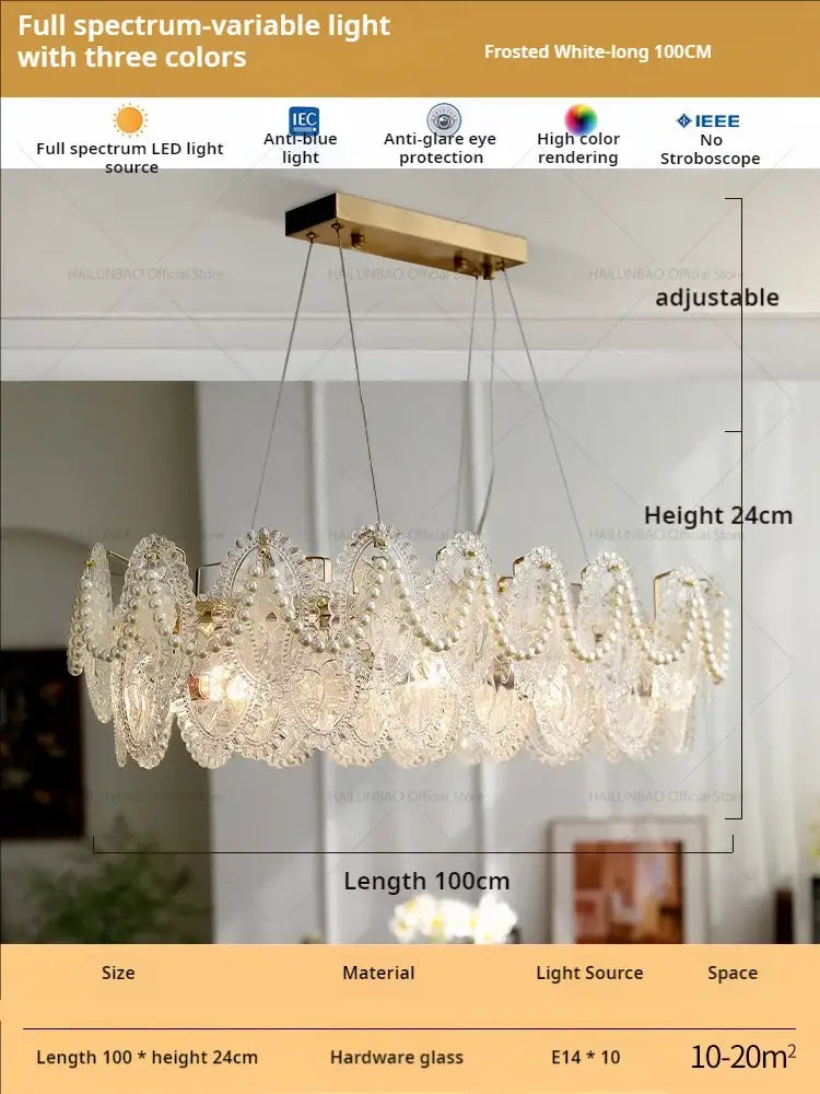 Floral Glass Gold Chandelier