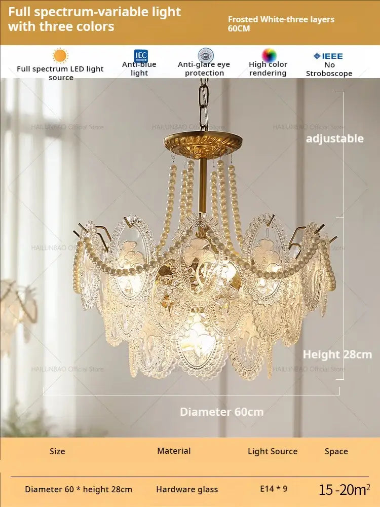 Floral Glass Gold Chandelier
