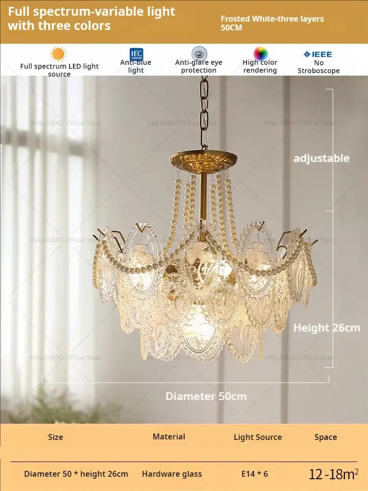 Floral Glass Gold Chandelier