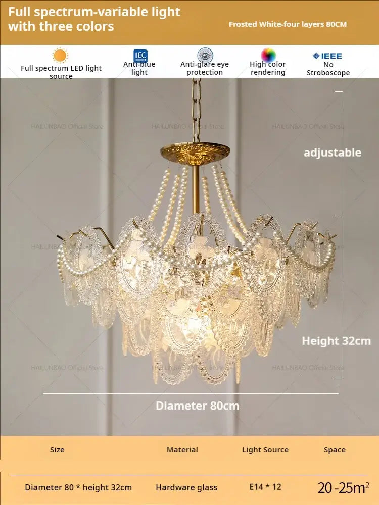 Floral Glass Gold Chandelier