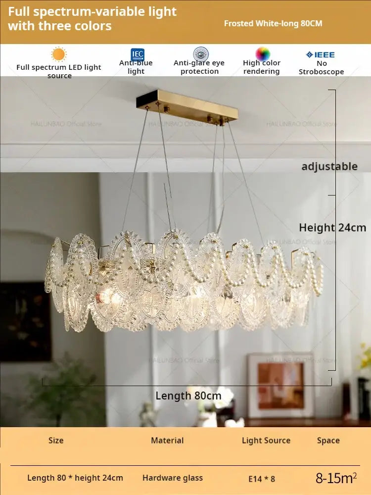 Floral Glass Gold Chandelier