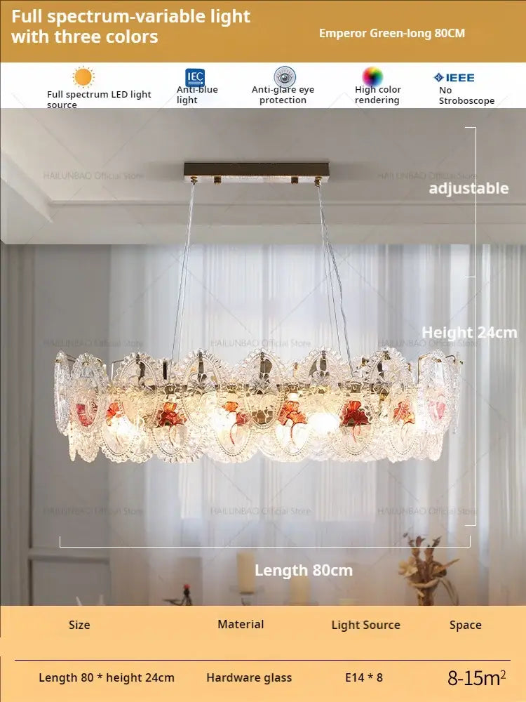 Floral Glass Gold Chandelier
