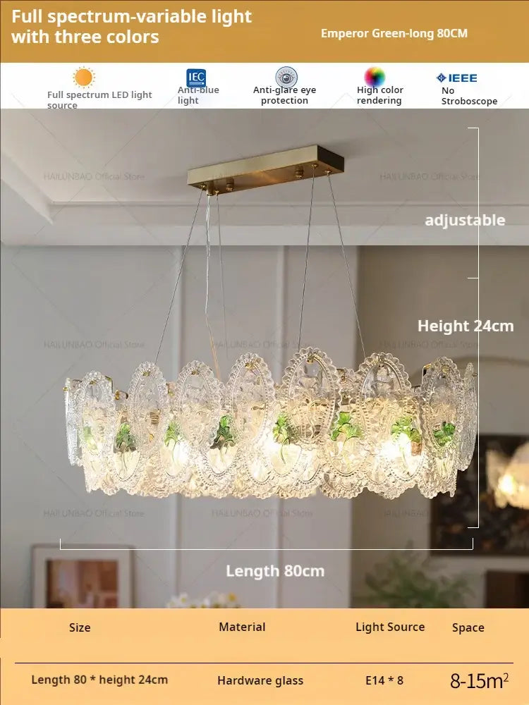 Floral Glass Gold Chandelier