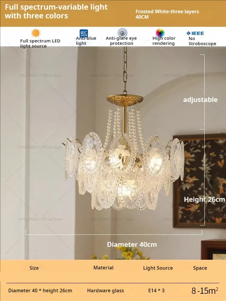 Floral Glass Gold Chandelier