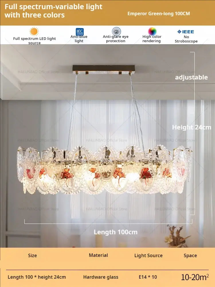 Floral Glass Gold Chandelier
