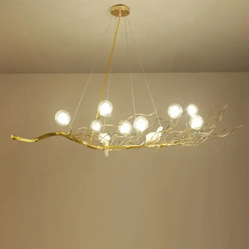 Gold Bird Nest LED Chandelier
