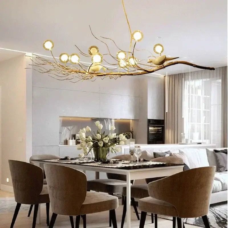 Gold Bird Nest LED Chandelier