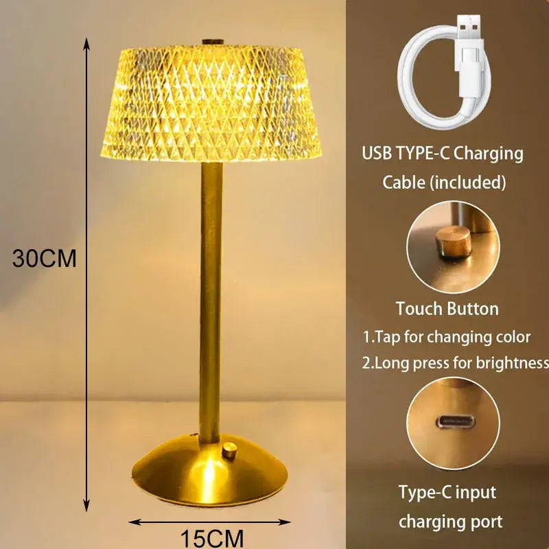 Gold Diamond Crystal Lamp