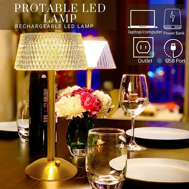 Gold Diamond Crystal Lamp