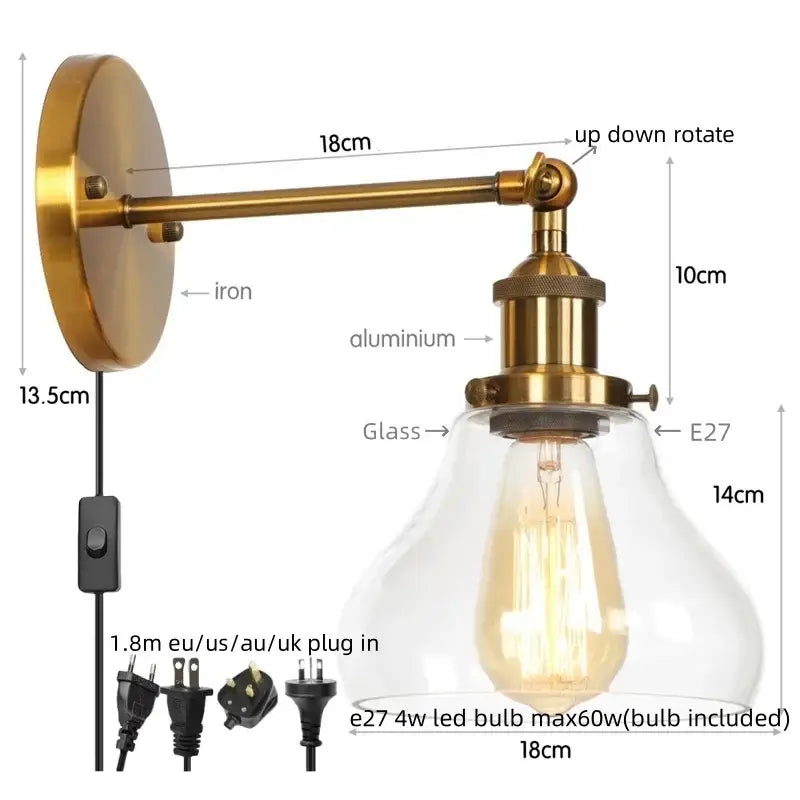 Gold LED Glass Wall Sconce
