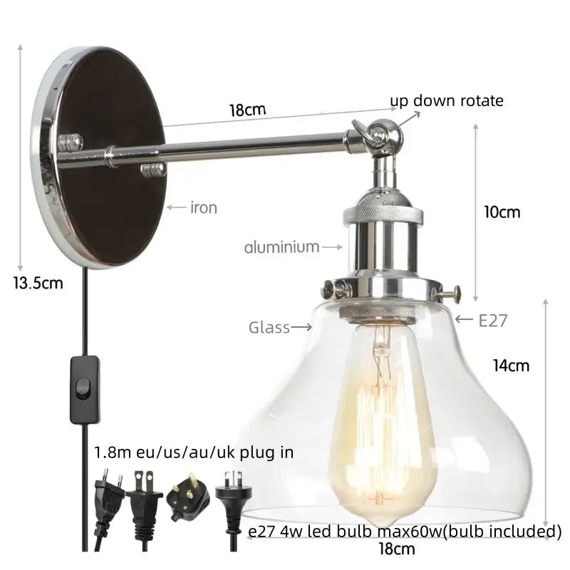 Gold LED Glass Wall Sconce
