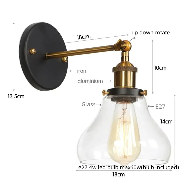 Gold LED Glass Wall Sconce
