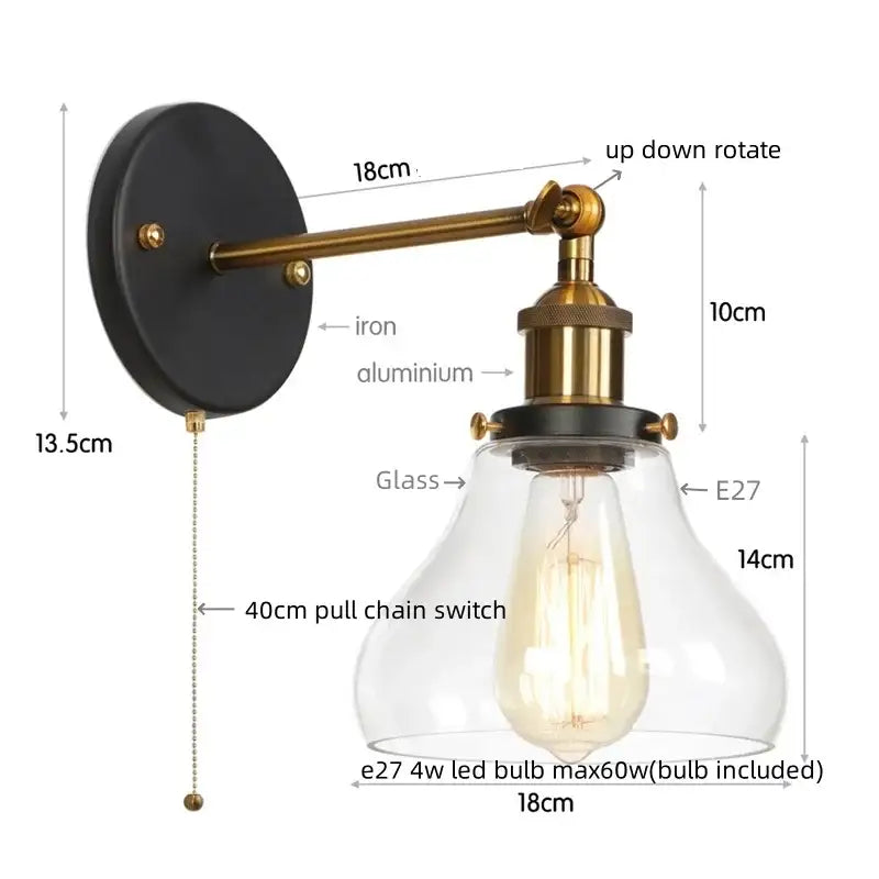 Gold LED Glass Wall Sconce