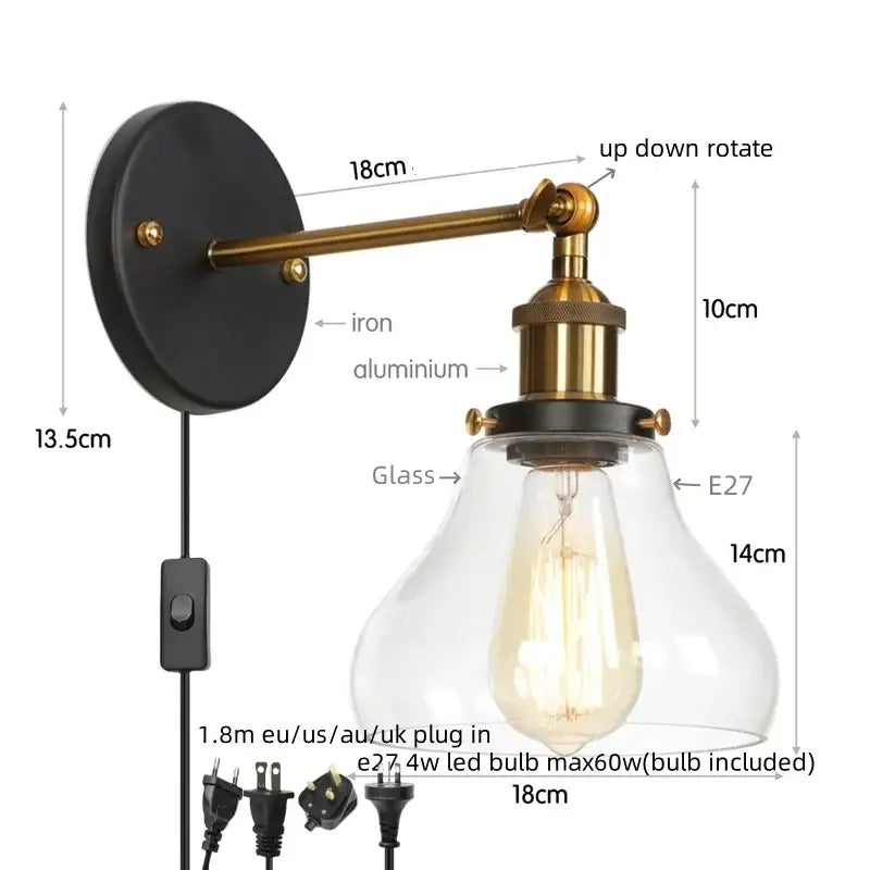 Gold LED Glass Wall Sconce