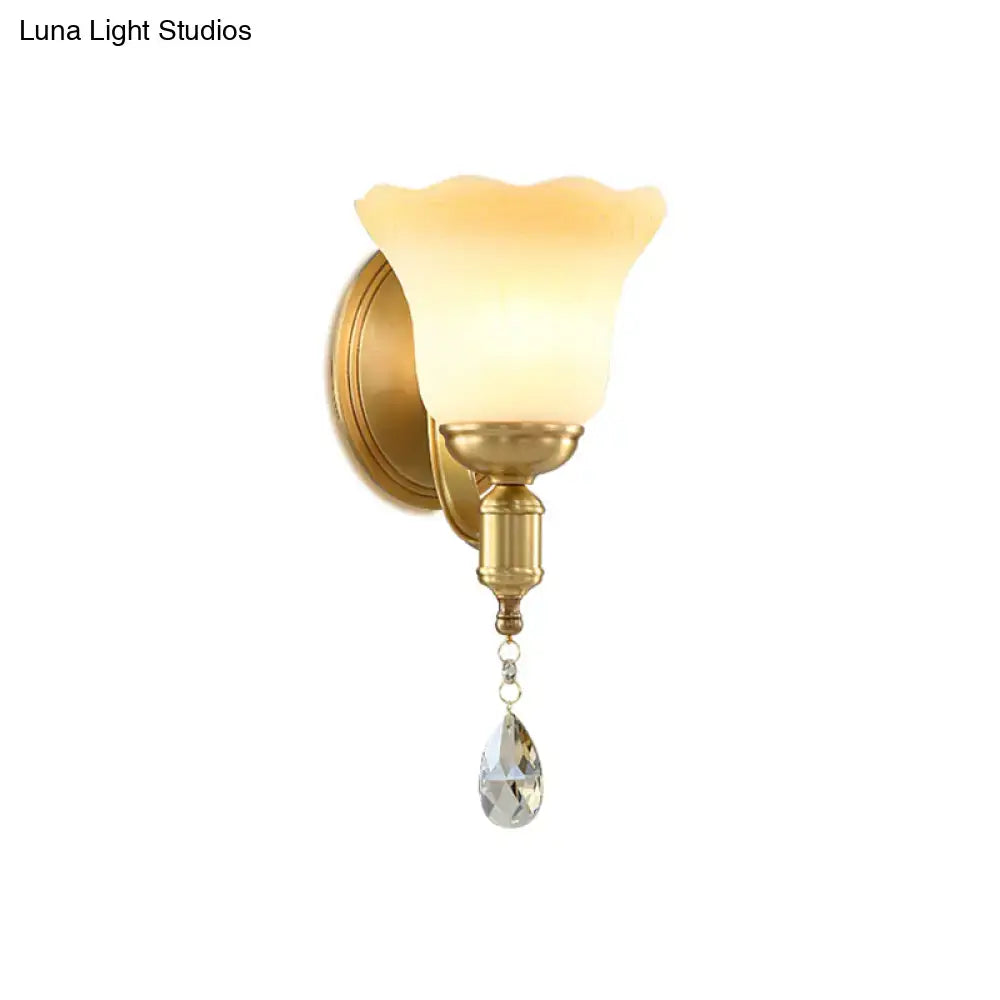 Gold Glass Opaque 2-Bulb Wall Sconce