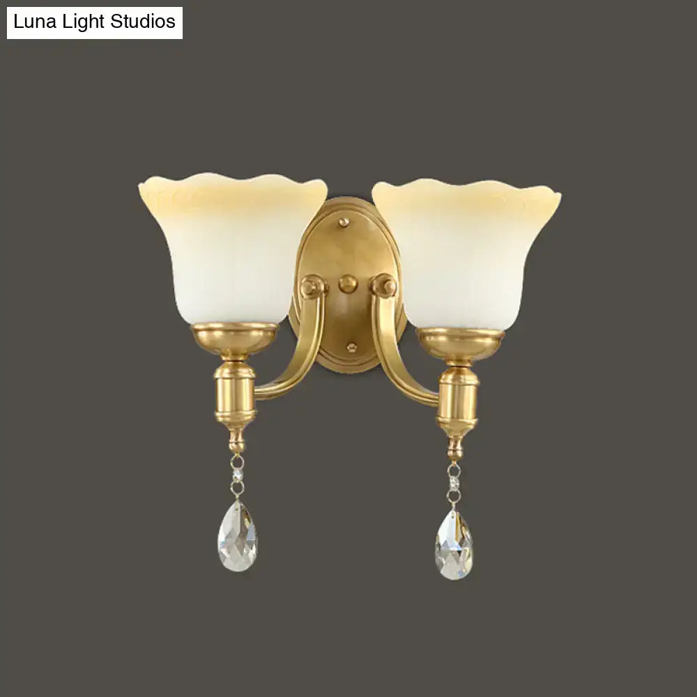 Gold Glass Opaque 2-Bulb Wall Sconce