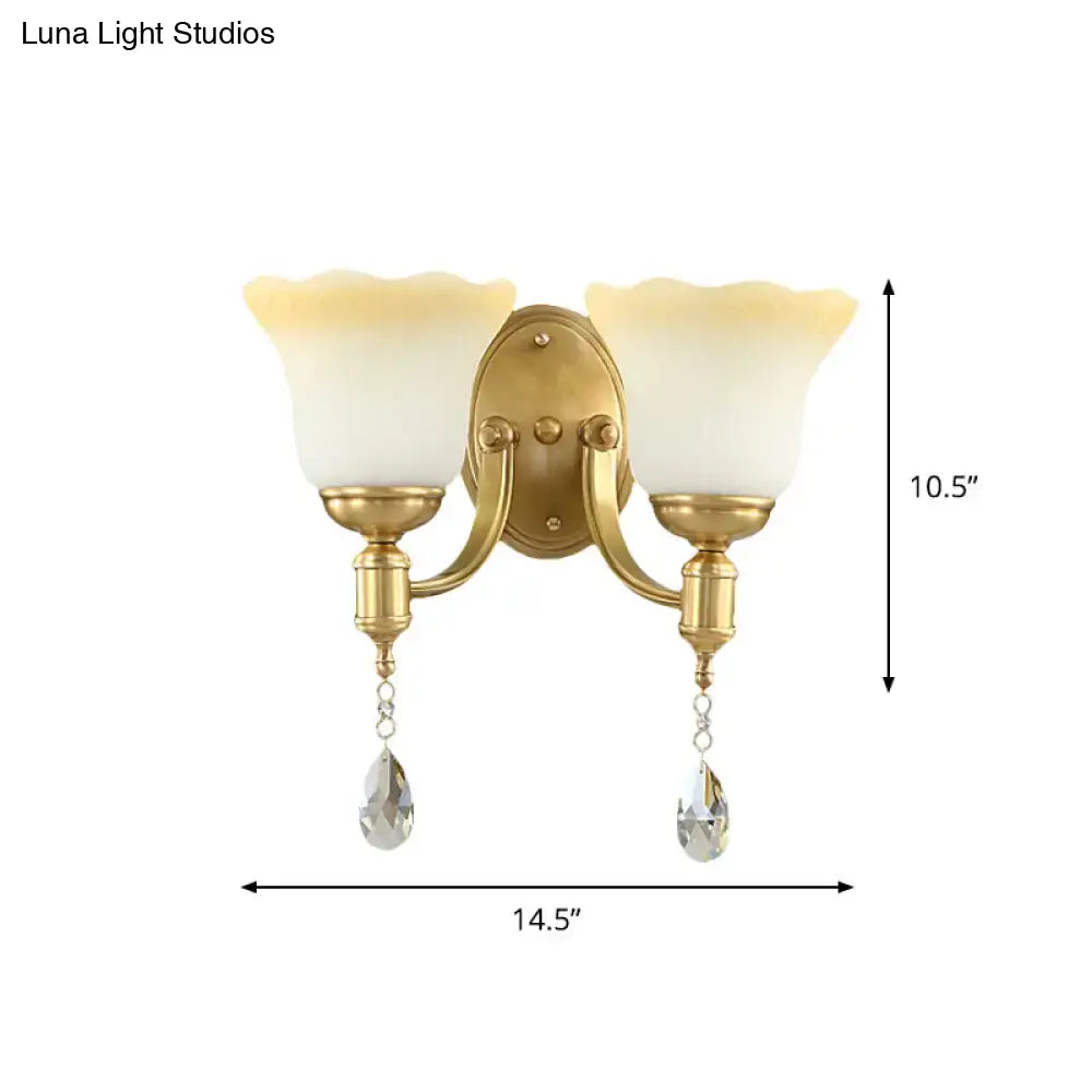 Gold Glass Opaque 2-Bulb Wall Sconce