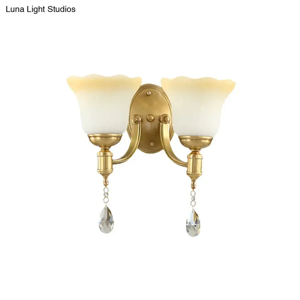 Gold Glass Opaque 2-Bulb Wall Sconce