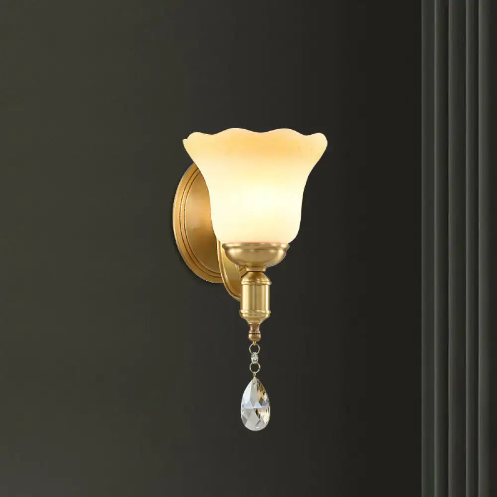 Gold Glass Opaque 2-Bulb Wall Sconce