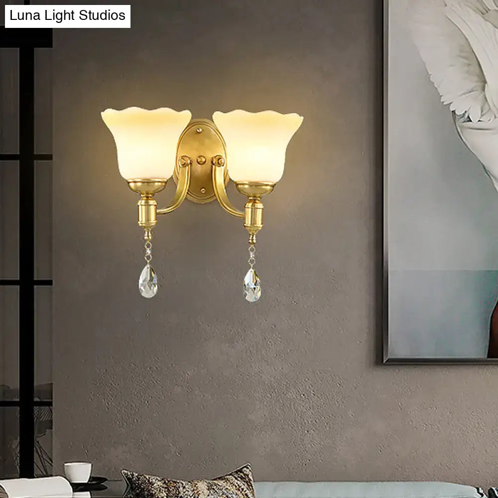 Gold Glass Opaque 2-Bulb Wall Sconce