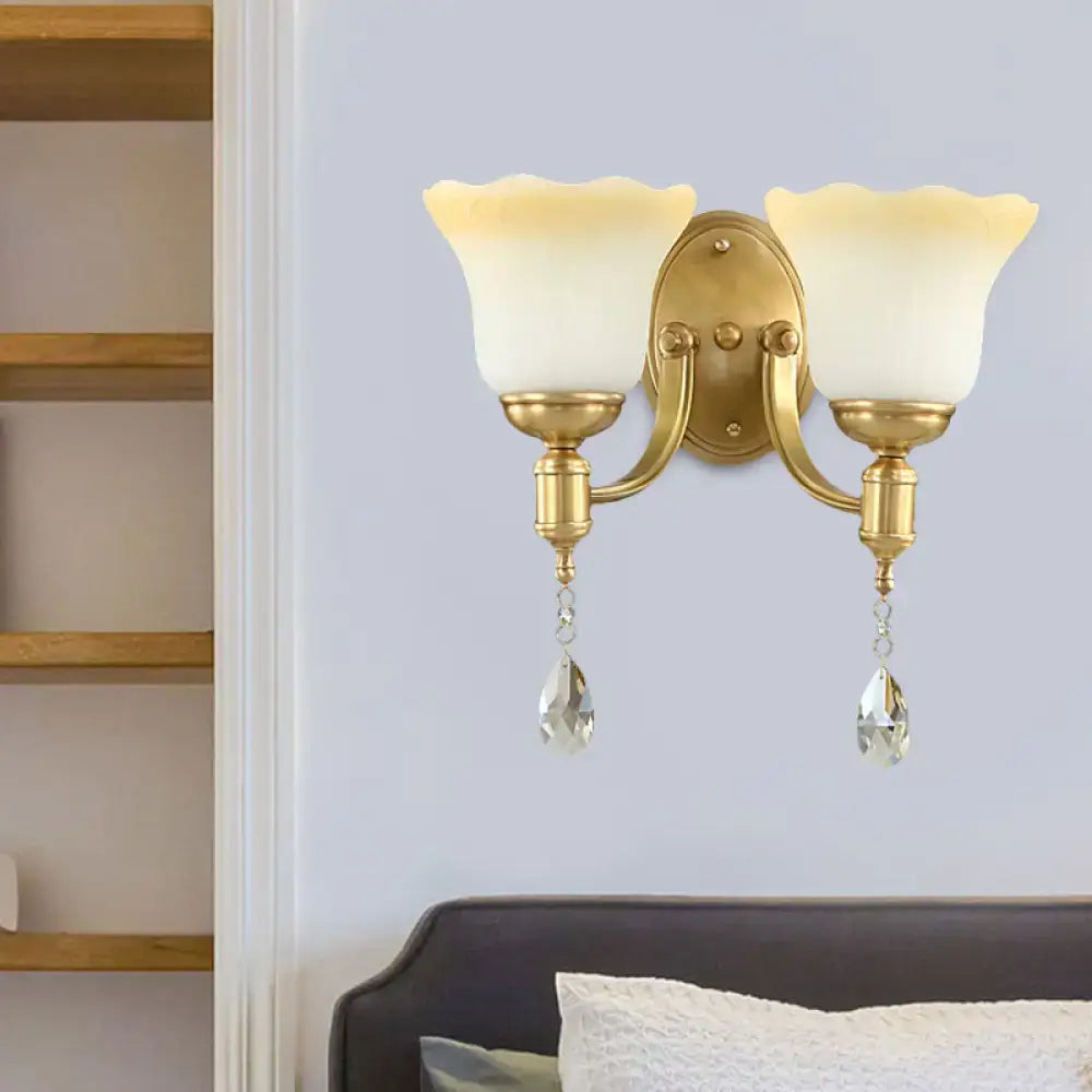 Gold Glass Opaque 2-Bulb Wall Sconce