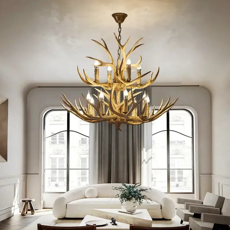 Brown Antler LED Chandelier