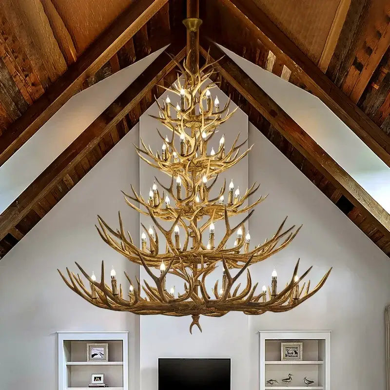 Brown Antler LED Chandelier