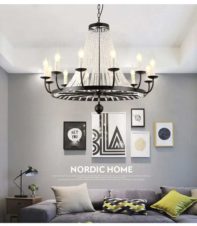 Black Crystal Chandelier For Living Areas