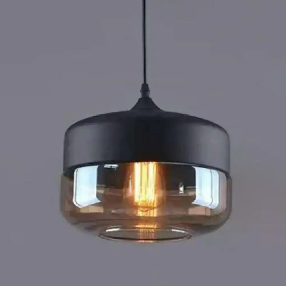 Black Smoked Glass Retro Single-Light Pendant