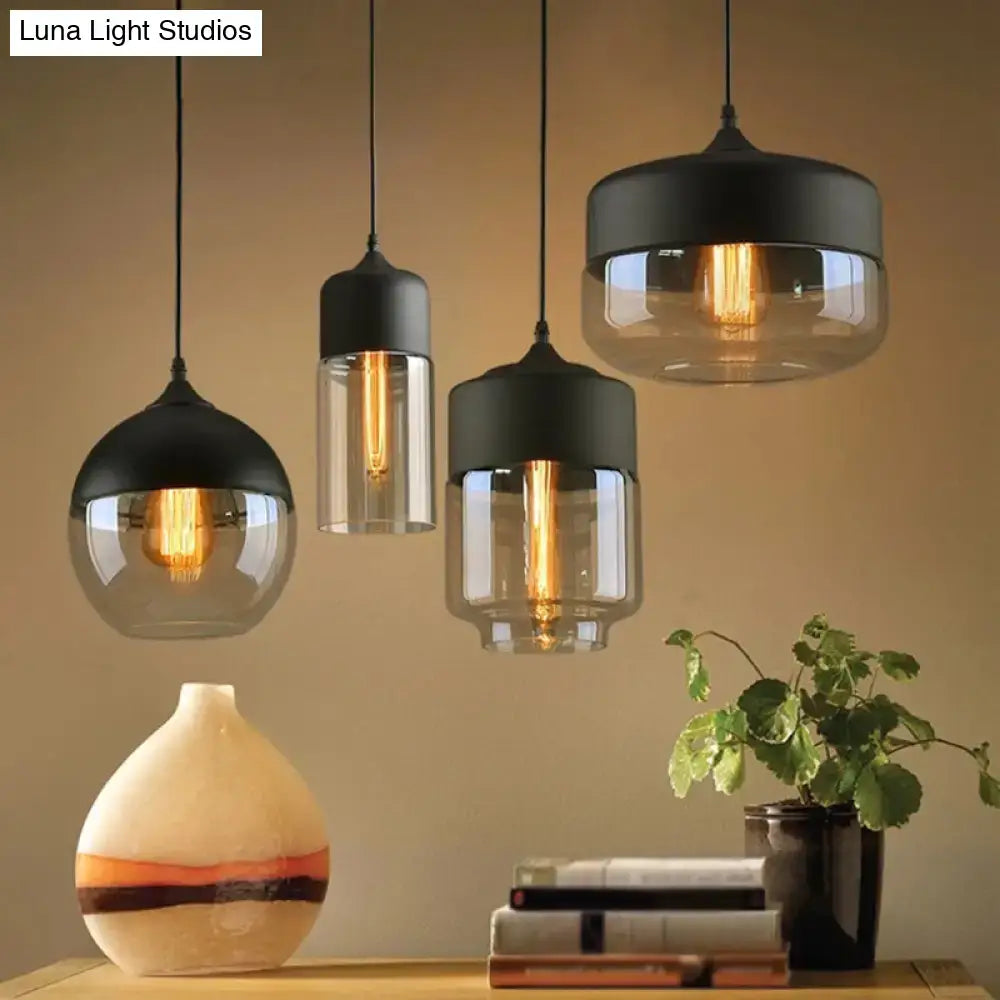 Black Smoked Glass Retro Single-Light Pendant