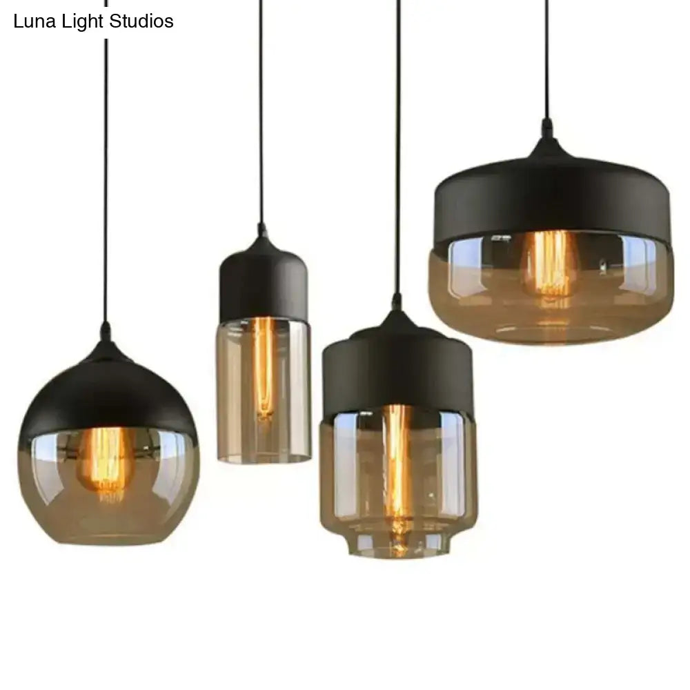 Black Smoked Glass Retro Single-Light Pendant