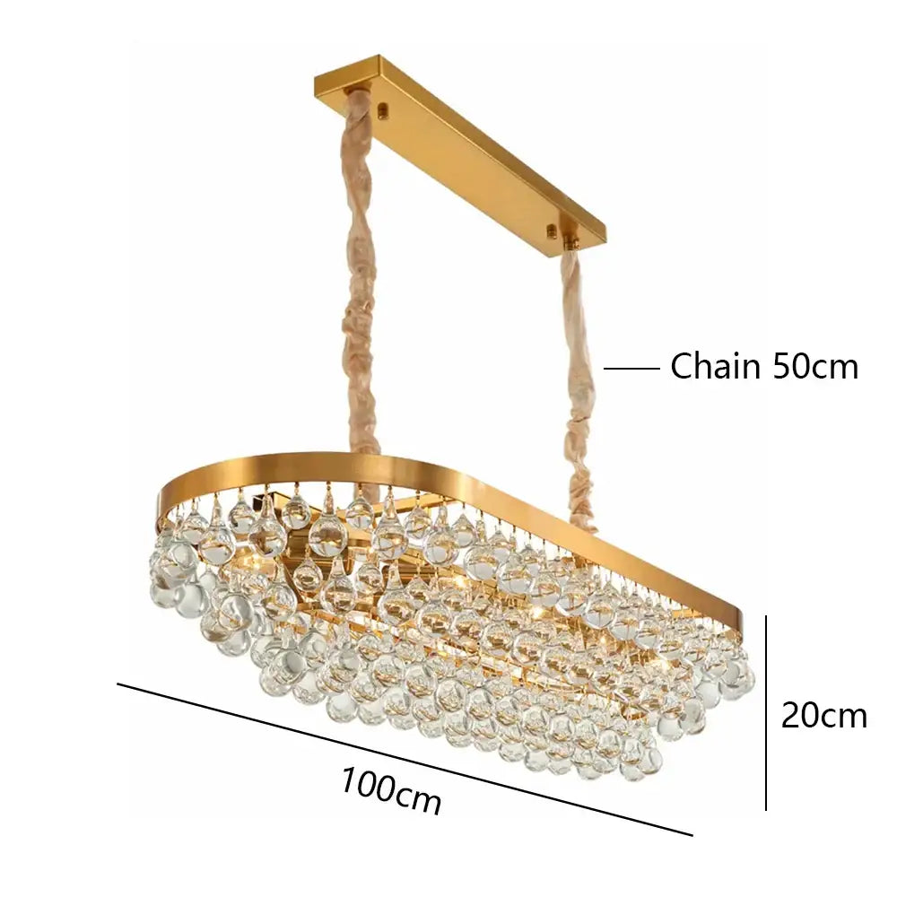 Gold Crystal Pendant Light with Crystal Bead Design