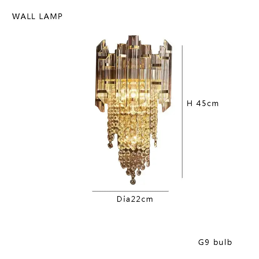 Gold Crystal Pendant Light with Crystal Bead Design